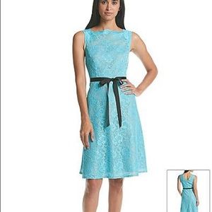 Calvin Klein blue lace overlay sleeveless dress